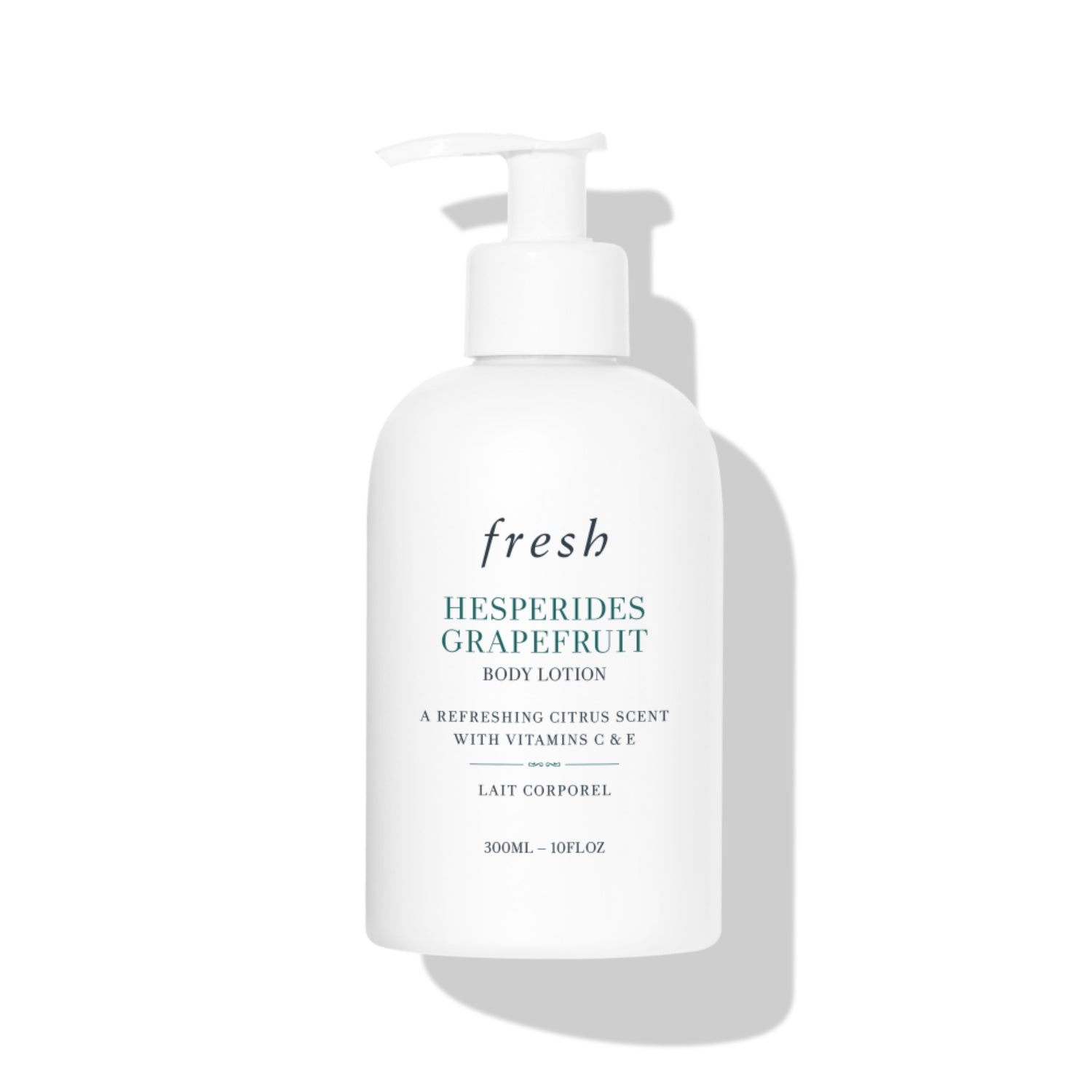 White body lotion pump bottle with Fresh logo and grapefruit label, 300 mL.