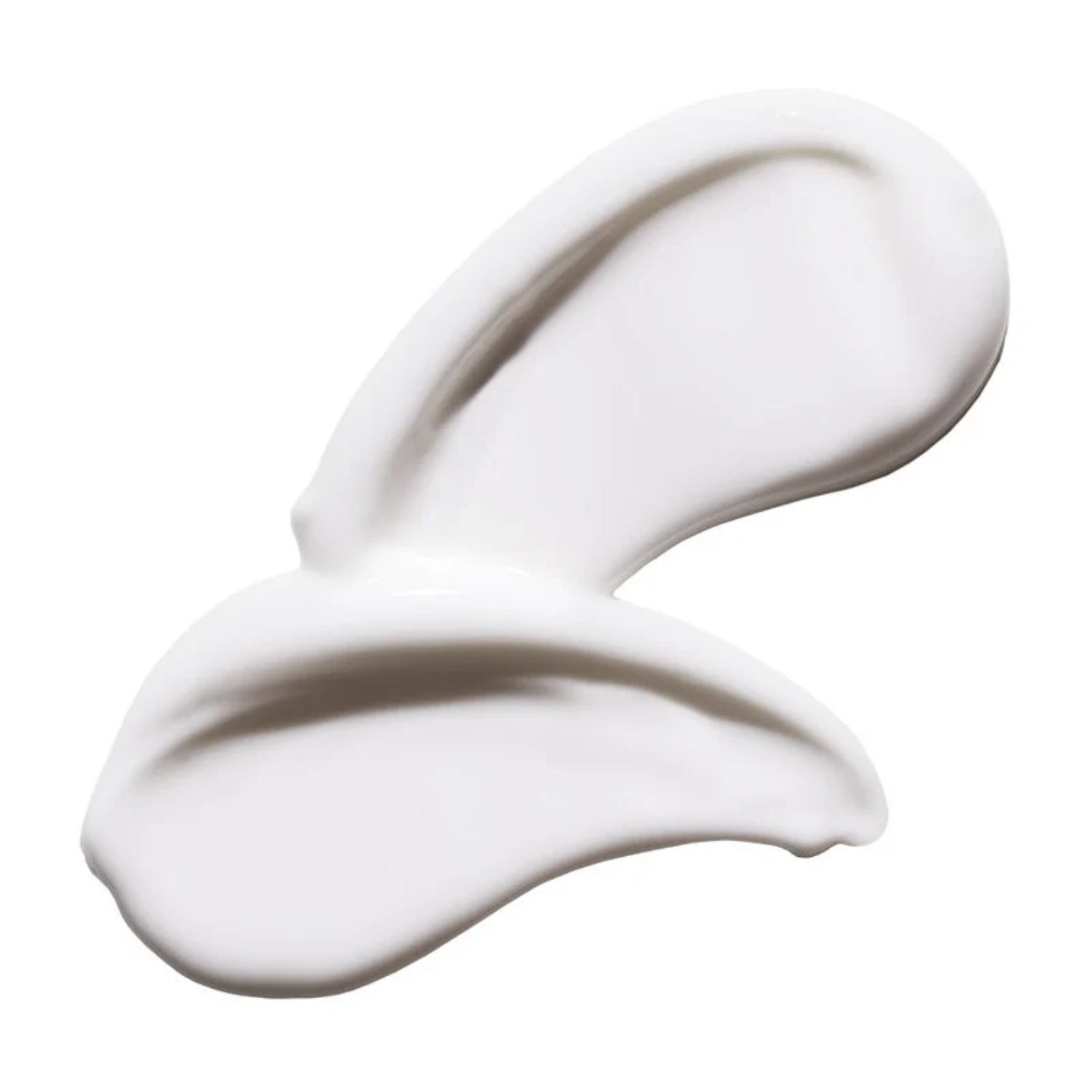 Thick white lotion swatch on spoon, creamy smooth texture.