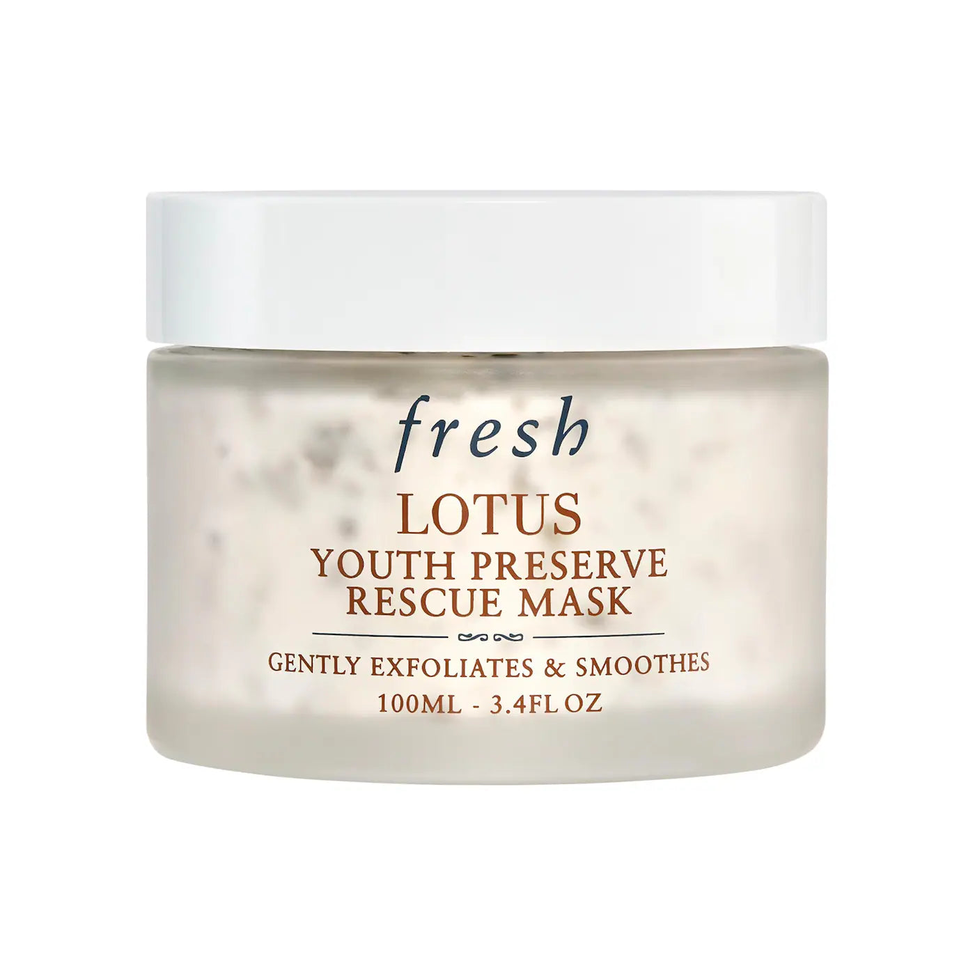 Fresh Lotus youth preserve rescue mask jar, cream face mask with white lid