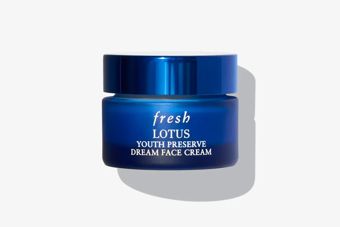 Fresh Lotus youth preserve night face cream jar, blue with navy lid