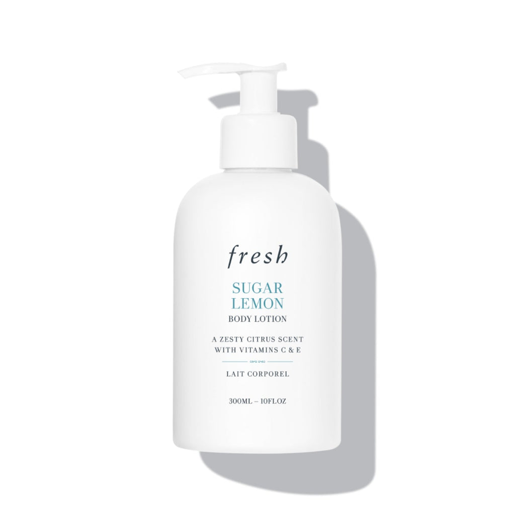 Sugar Lemon body lotion bottle with white pump, 300 mL