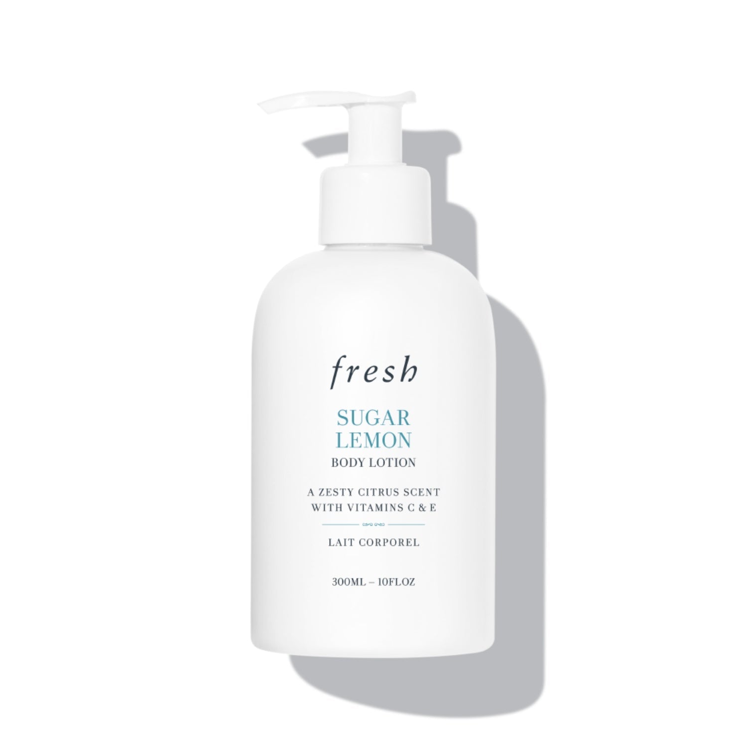 Sugar Lemon body lotion bottle with white pump, 300 mL