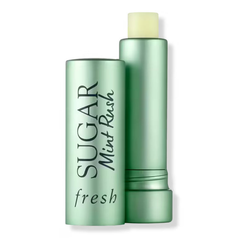Freshening lip treatment tube, mint green with cylindrical cap