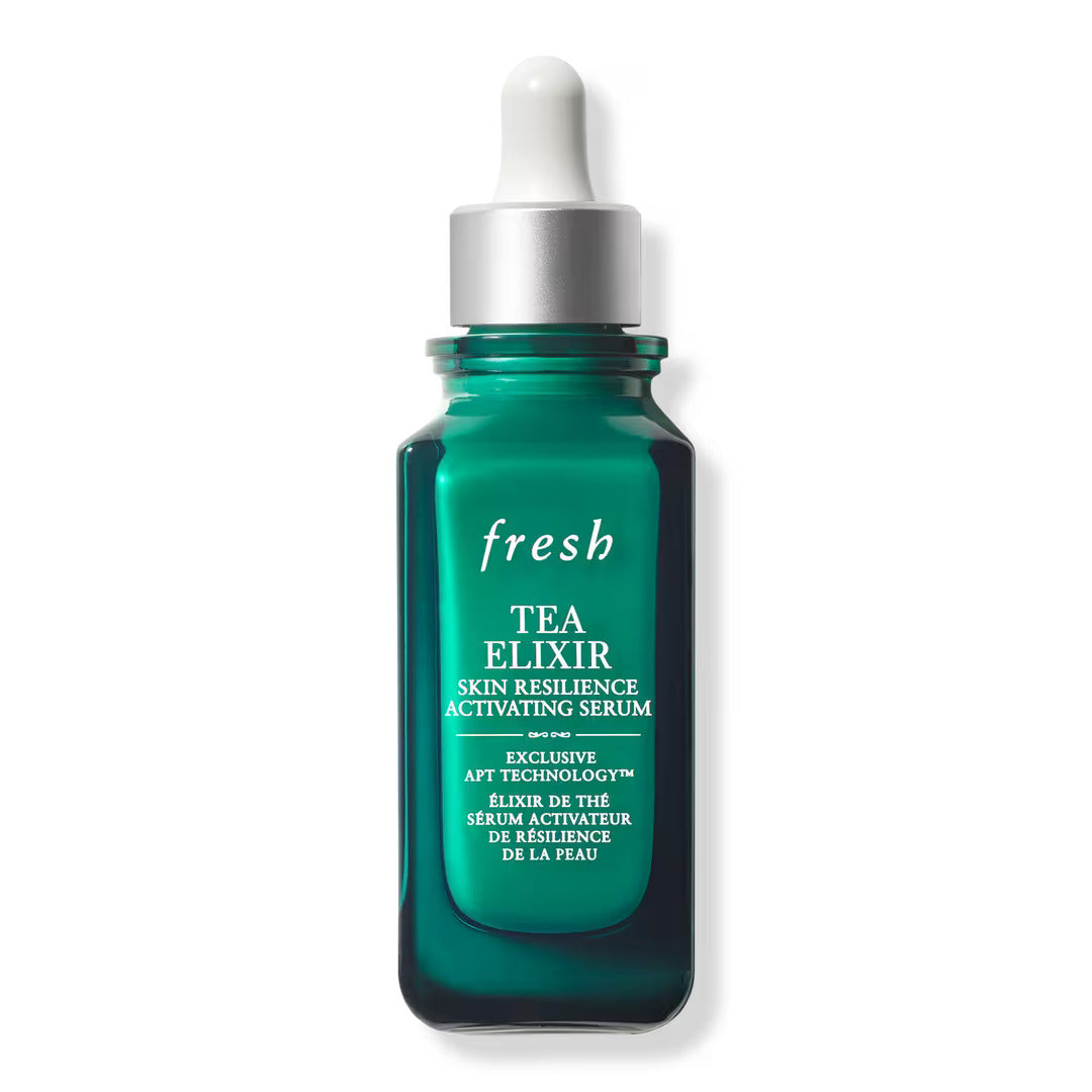 Fresh activating serum bottle with green glass and silver dropper cap