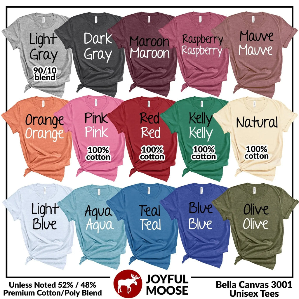 Funny mom T-shirt color options shown in multiple shades, including maroon and mauve
