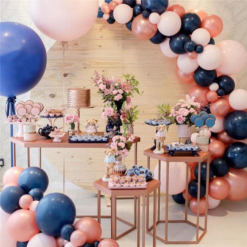 Pastel Pink, Rose Gold & Navy Balloon Garland Kit