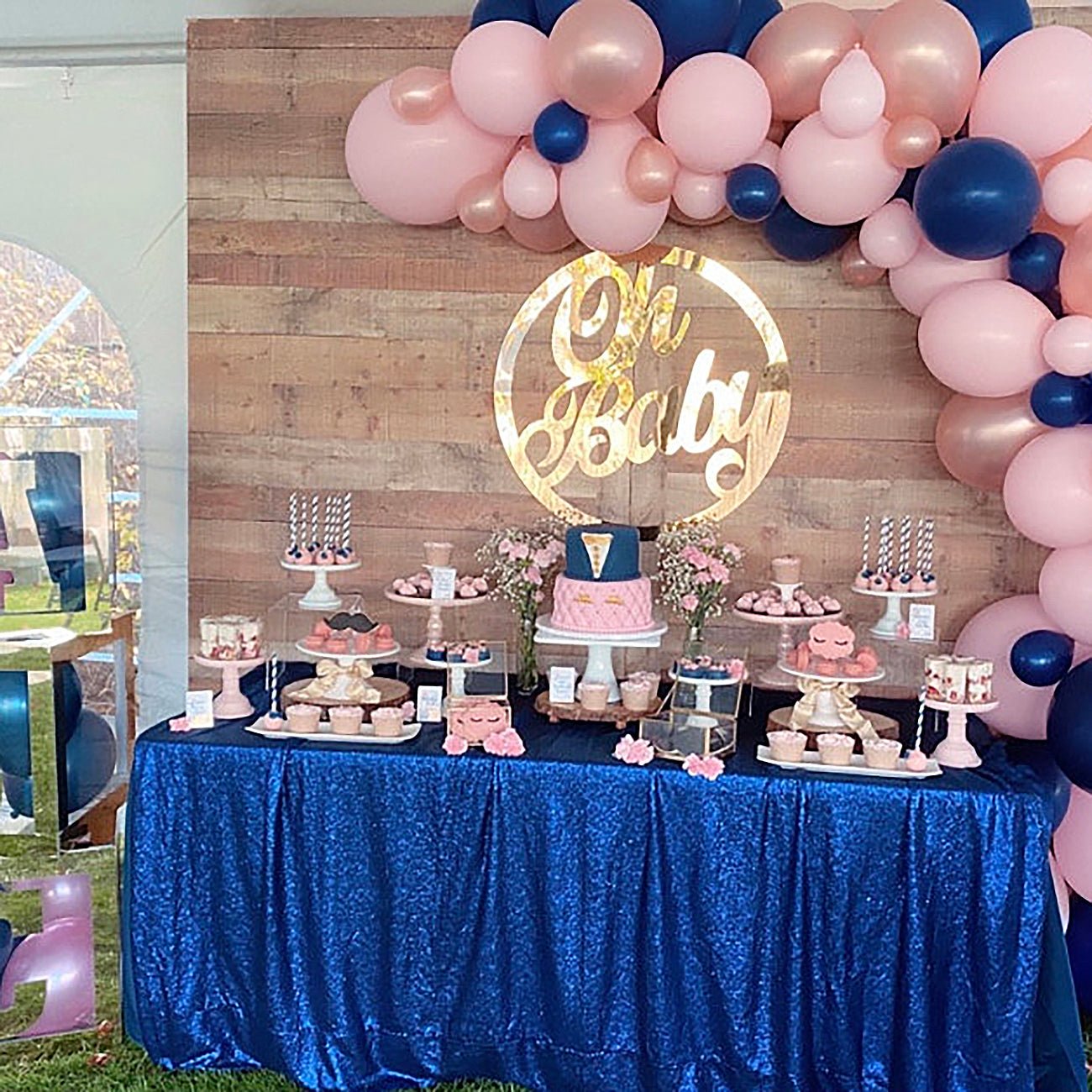 Pastel Pink, Rose Gold & Navy Balloon Garland Kit