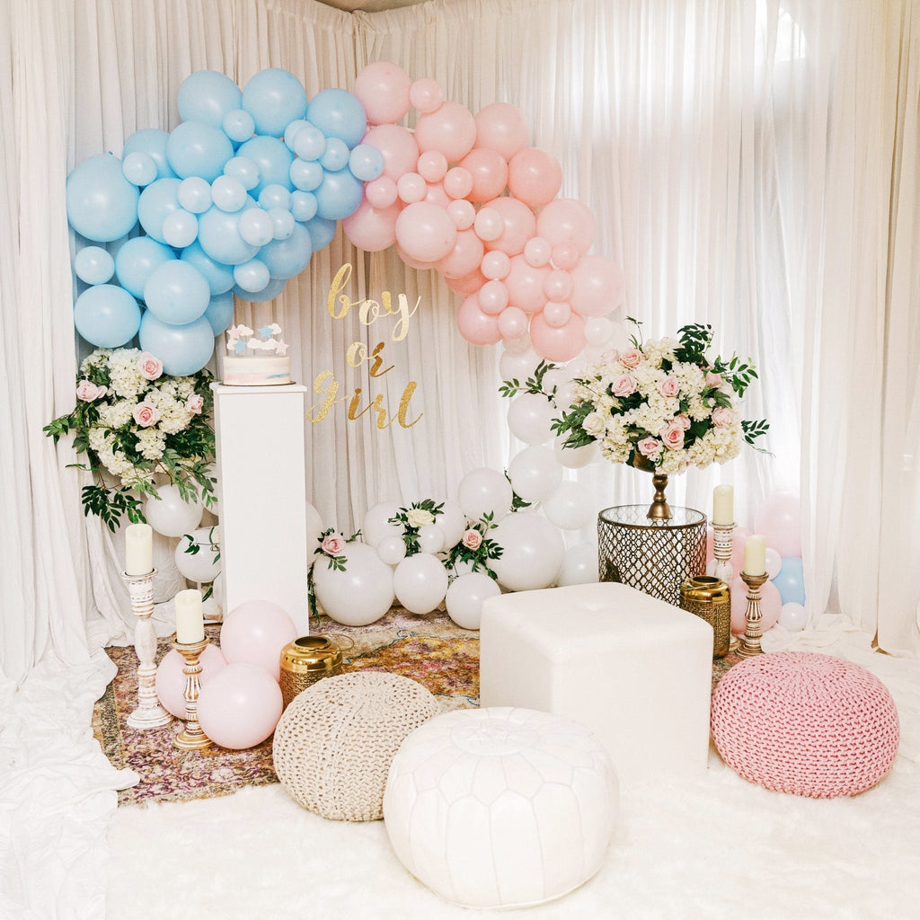 Pastel Gender Reveal Balloon Garland Kit | Pink Blue and White DIY Arch