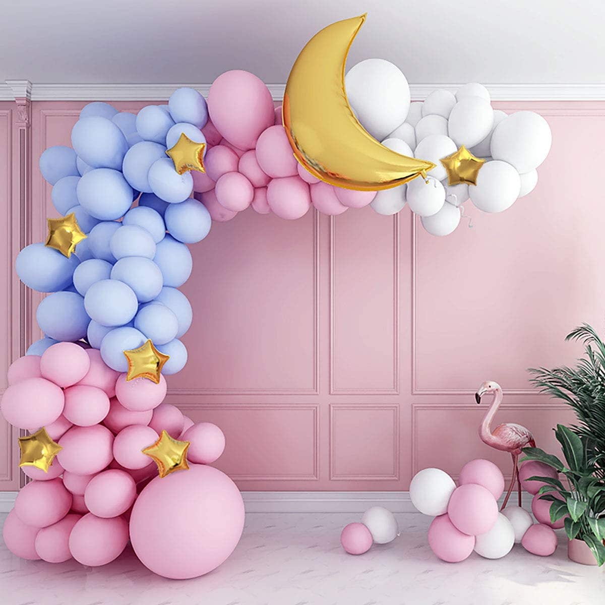 Pastel Gender Reveal Balloon Garland Kit | Pink Blue and White DIY Arch