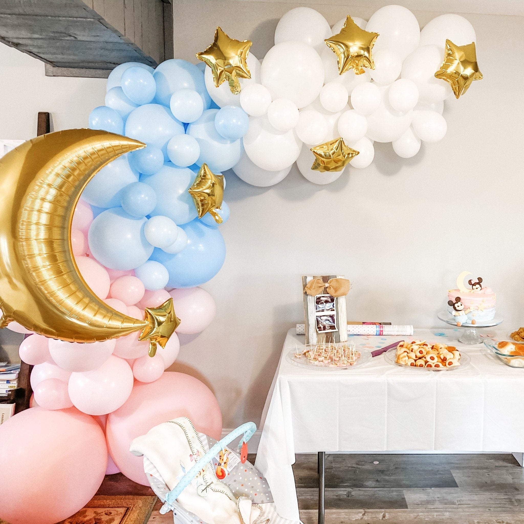 Pastel Gender Reveal Balloon Garland Kit | Pink Blue and White DIY Arch