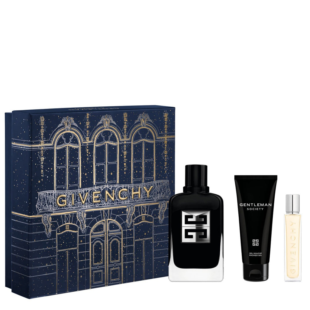Givenchy Gentleman Society EDP gift set trio with blue gold box and three bottles