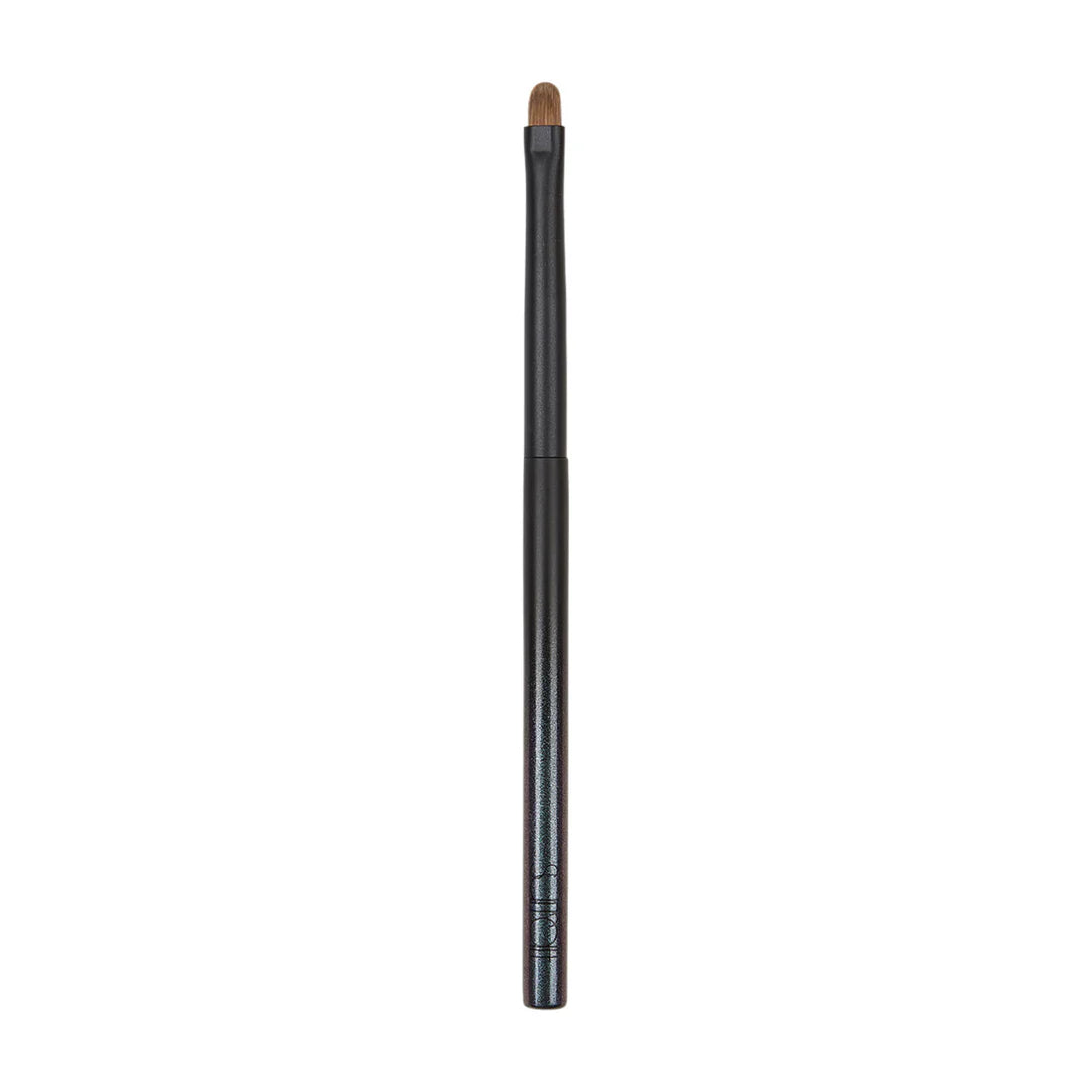 Small concealer brush with black handle and light beige bristles