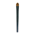 Complexion makeup brush with black handle and tapered brown bristles