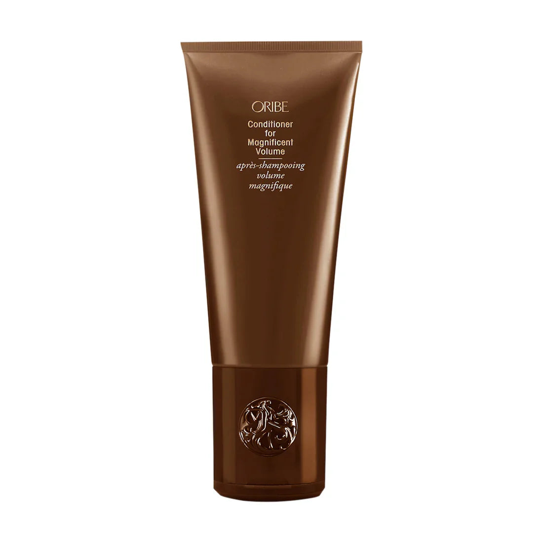 ORIBE conditioner squeeze tube, brown, 'Magnificent Volume' label