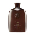 Oribe shampoo bottle, dark brown with white label and cap, 8.5 oz
