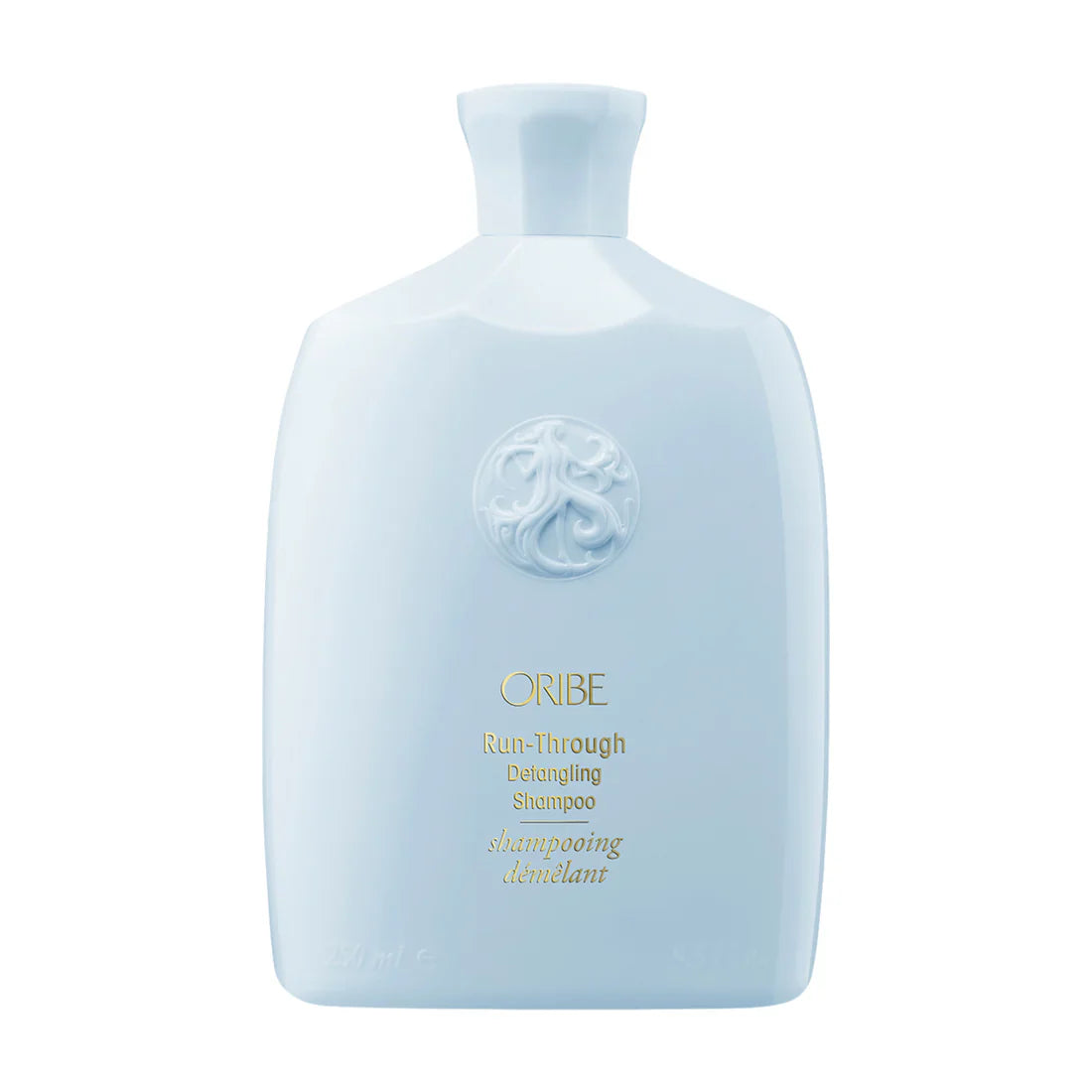Oribe Run-Through Detangling Shampoo bottle, light blue, front label