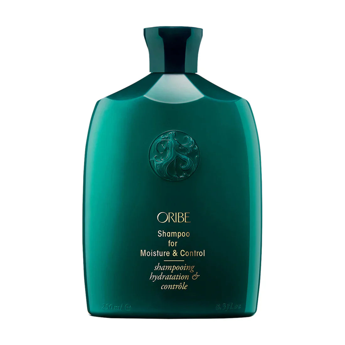 Oribe shampoo bottle, teal, for Moisture & Control, 8.5 oz