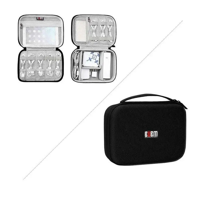 Gray Textured Digital Storage Bag Travel Organizer