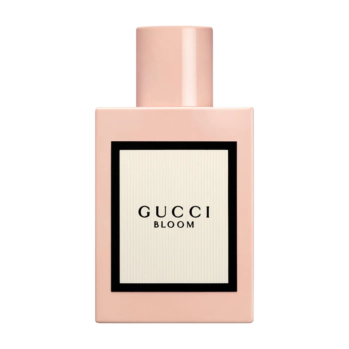 GUCCI Bloom eau de parfum bottle, pale pink glass with square label