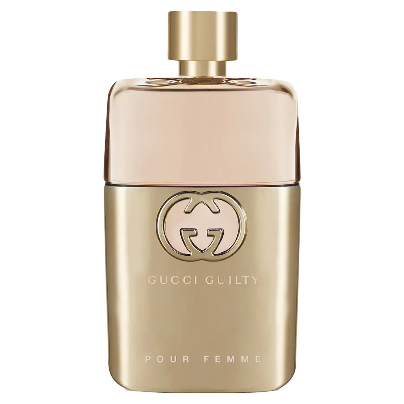 GUCCI Guilty Pour Femme Eau de Parfum bottle with gold cap and gold-toned glass