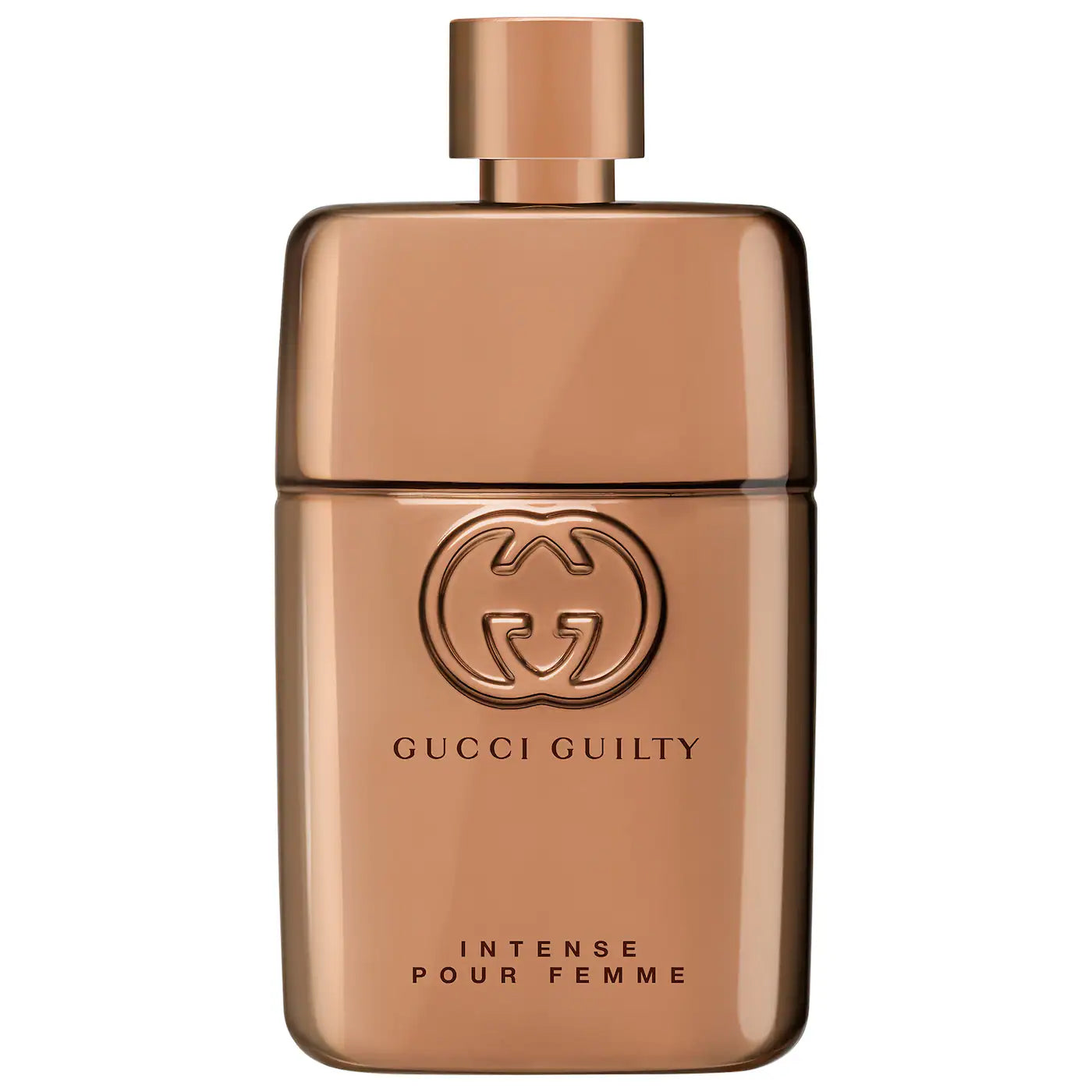 GUCCI Guilty Eau de Parfum Intense bottle with rose-gold glass and gold cap