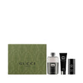 Men's fragrance set with Gucci beauty green box and three bottles, including spray