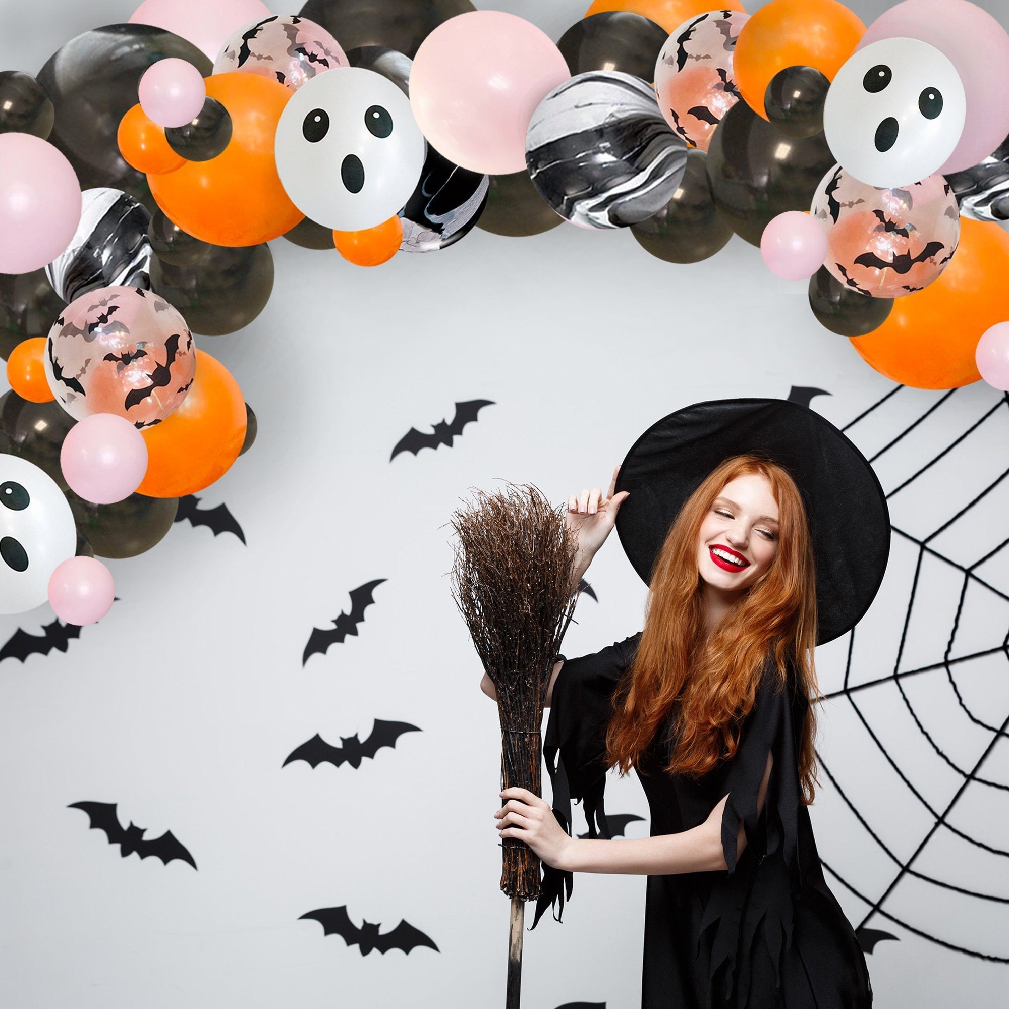 Pink and Black Halloween Balloon Garland Kit | Spooky Cute DIY Arch