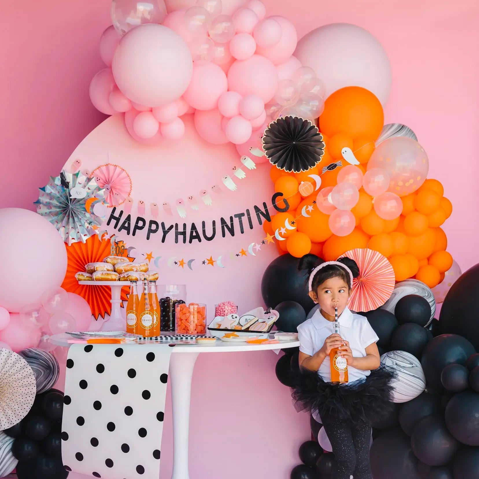Pink and Black Halloween Balloon Garland Kit | Spooky Cute DIY Arch