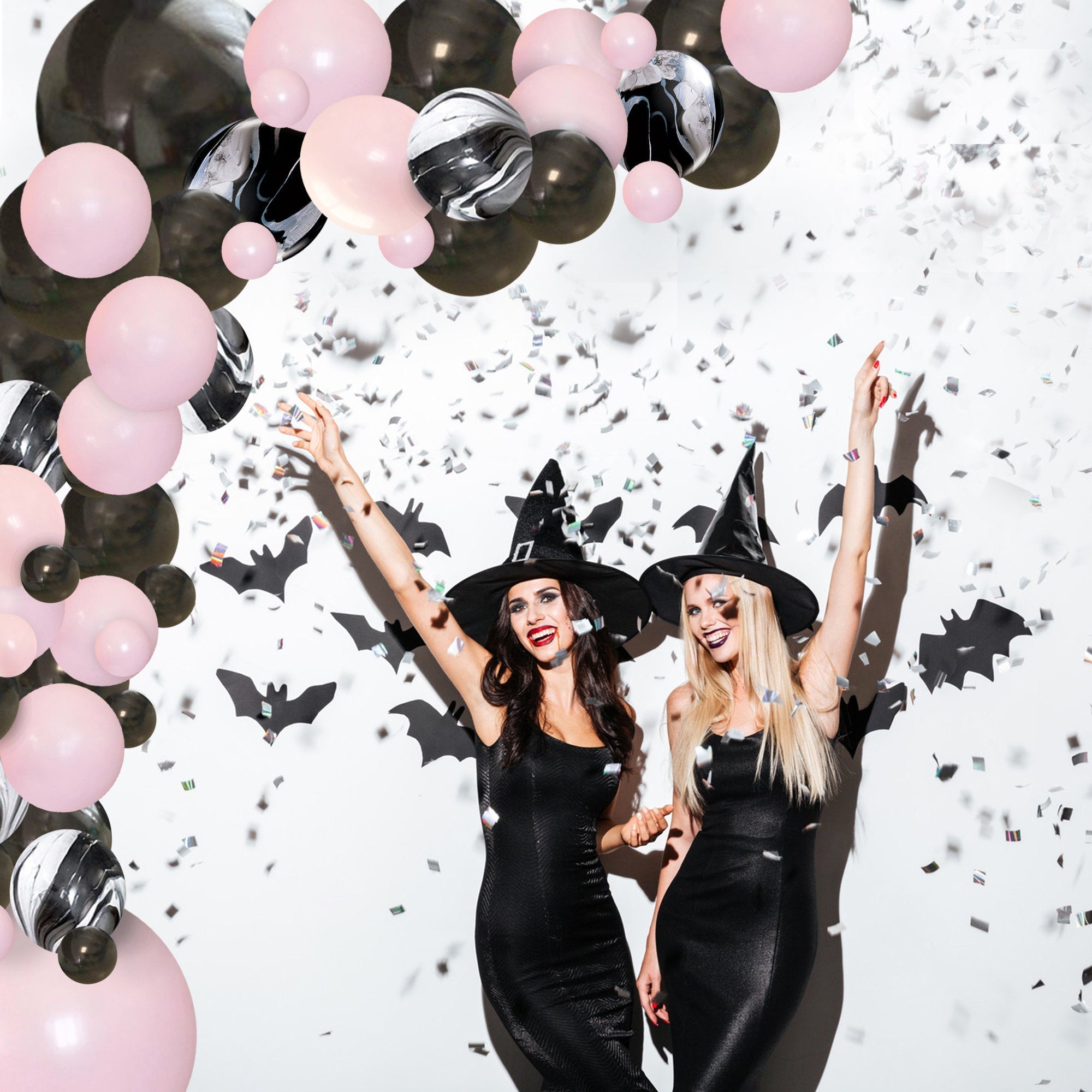 Pink & Black Halloween Balloon Garland Kit