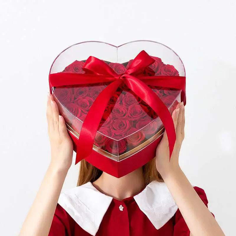 Heart Shaped Transparent Flower Packing Box