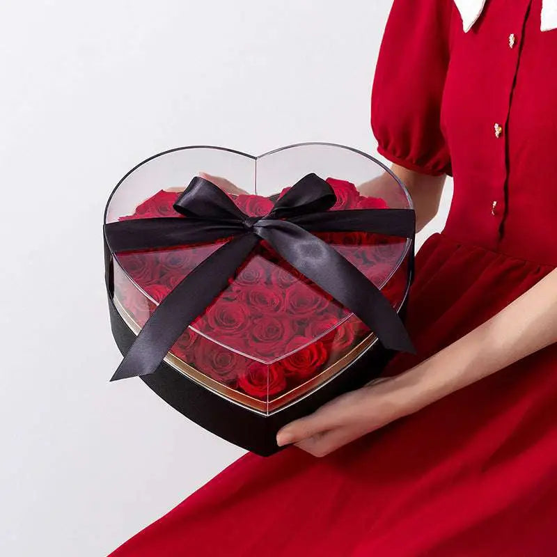 Heart Shaped Transparent Flower Packing Box