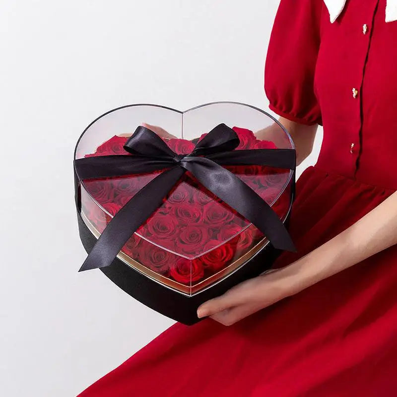 Heart Shaped Transparent Flower Packing Box
