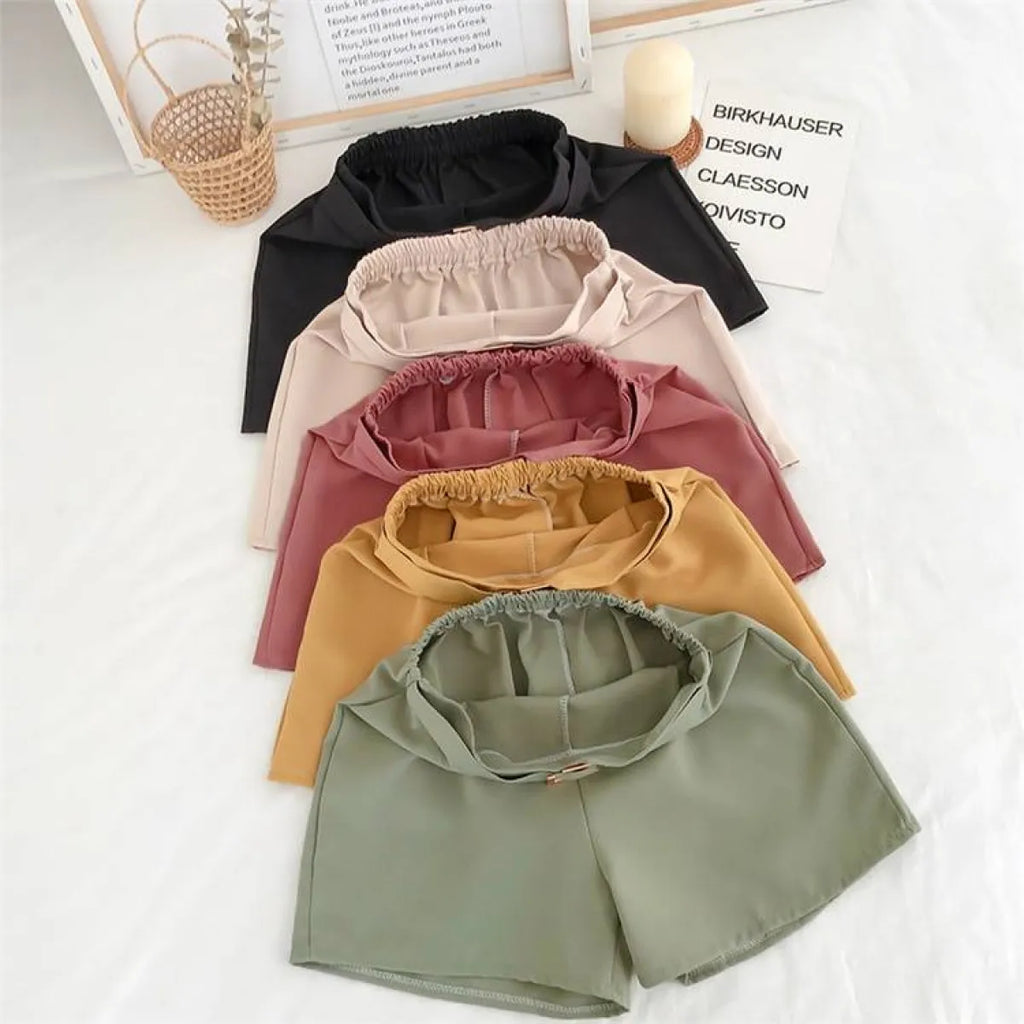 Solid High Waist Shorts