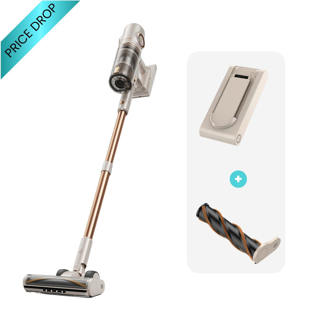 Cordless stick vacuum with floor brush and included attachment tools