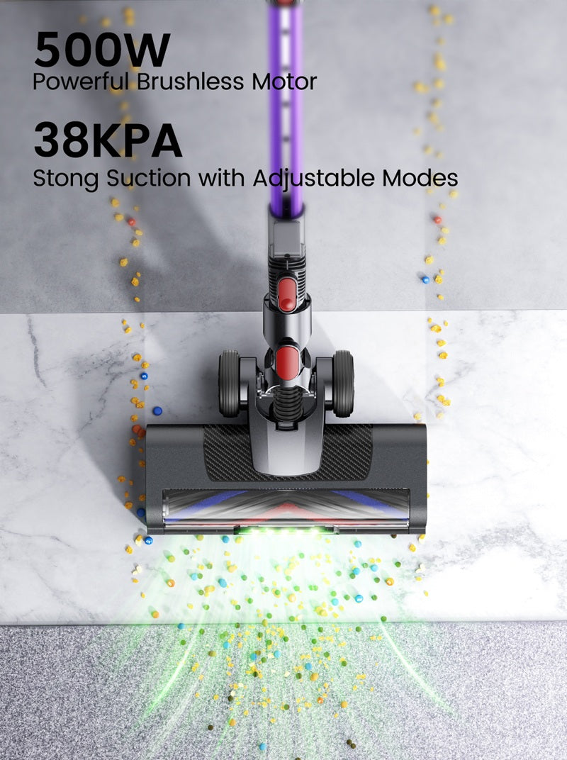 Stick vacuum floor nozzle with strong suction airflow pattern on hard flooring