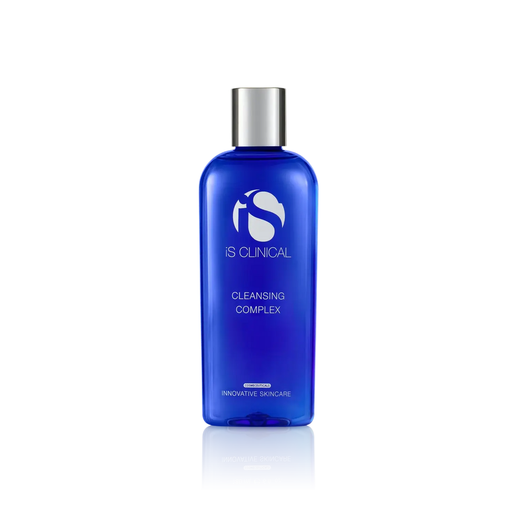 iS Clinical cleansing complex bottle, blue with silver cap