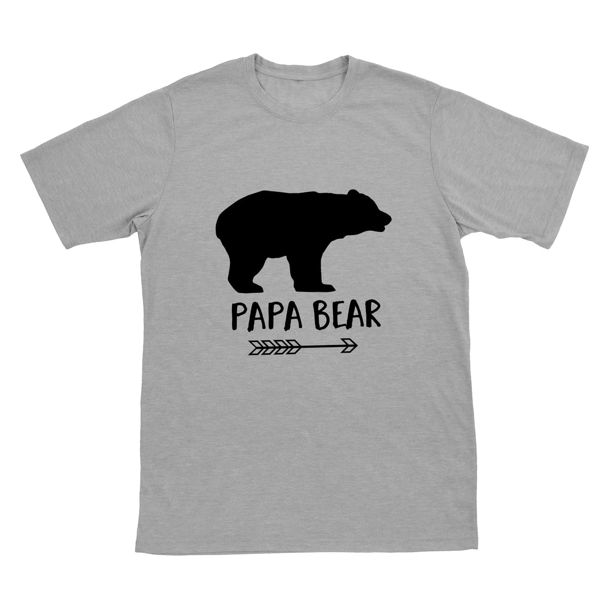 Light gray men's t-shirt with black bear silhouette and 'Papa Bear' front graphic