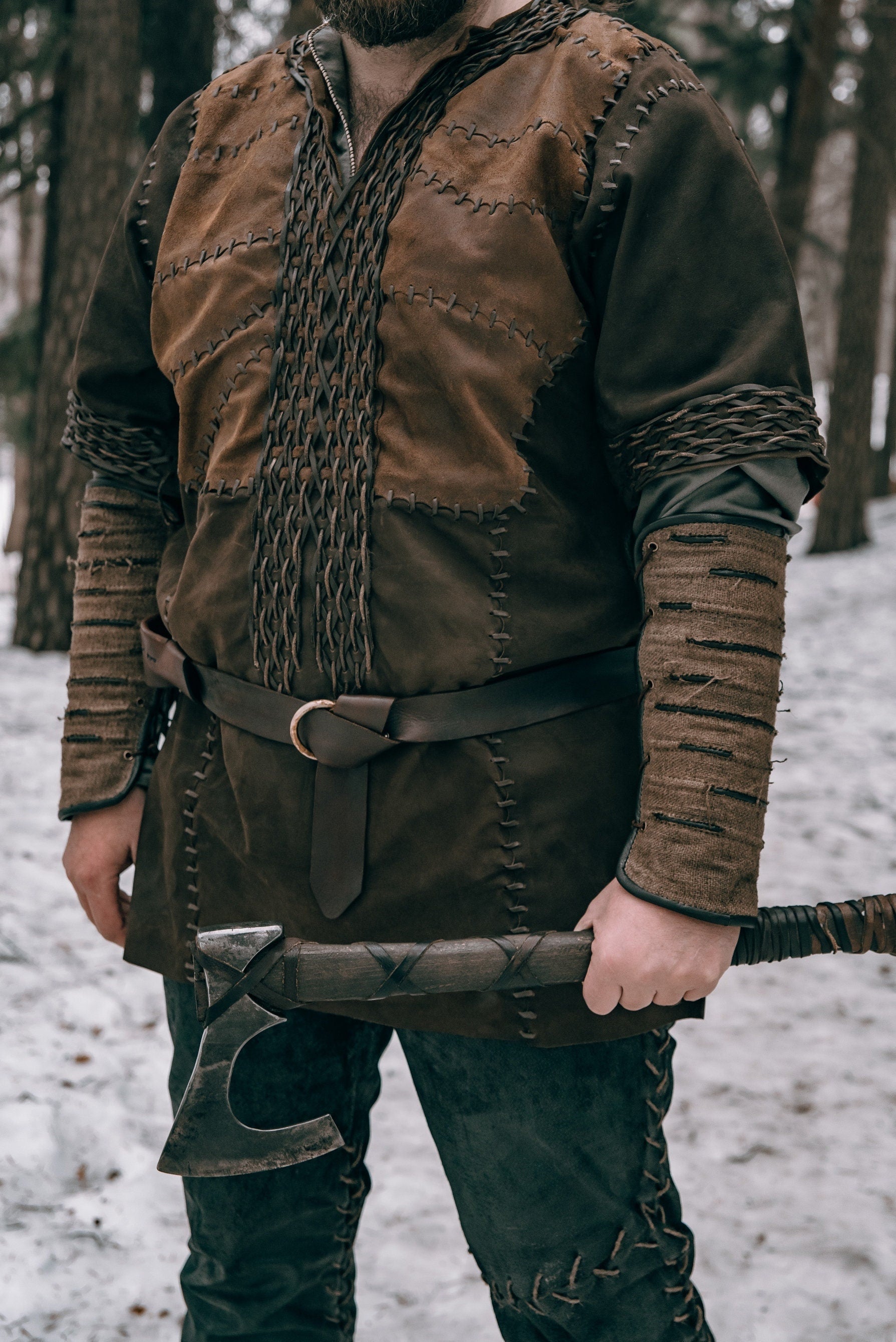 Viking leather bracers