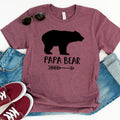 Maroon men's t-shirt with black bear silhouette and 'Papa Bear' front graphic