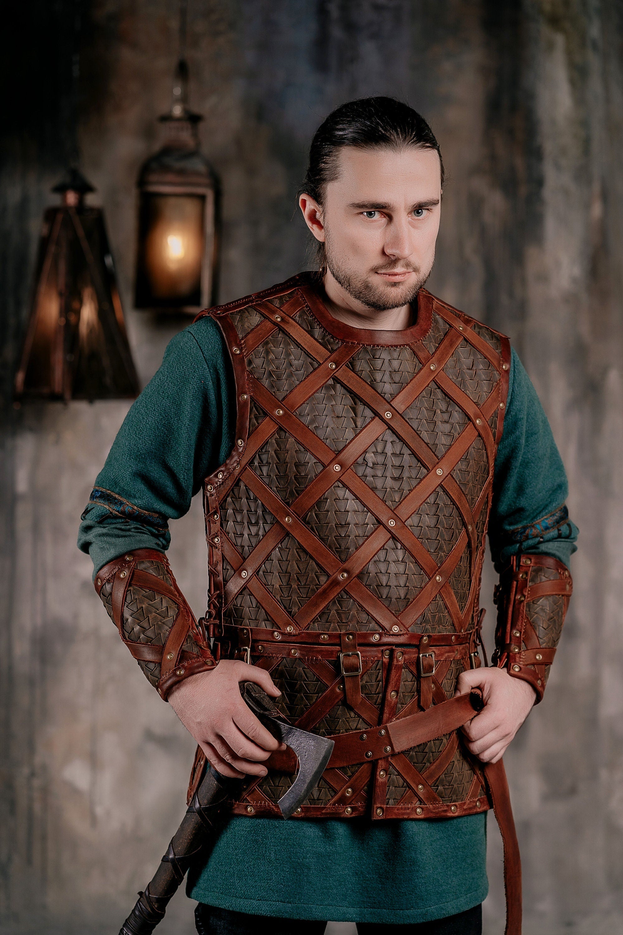 Viking leather bracers