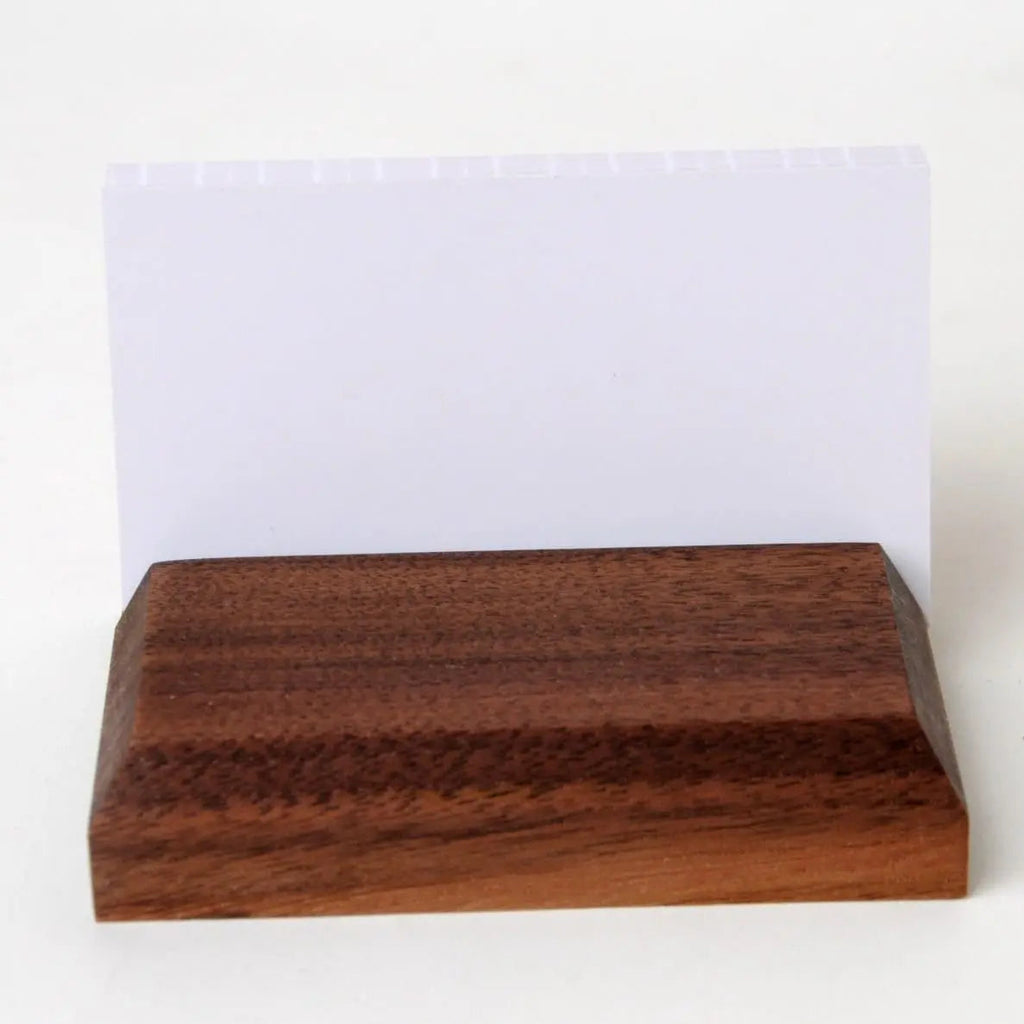 Wood business card holder with clear top insert panel