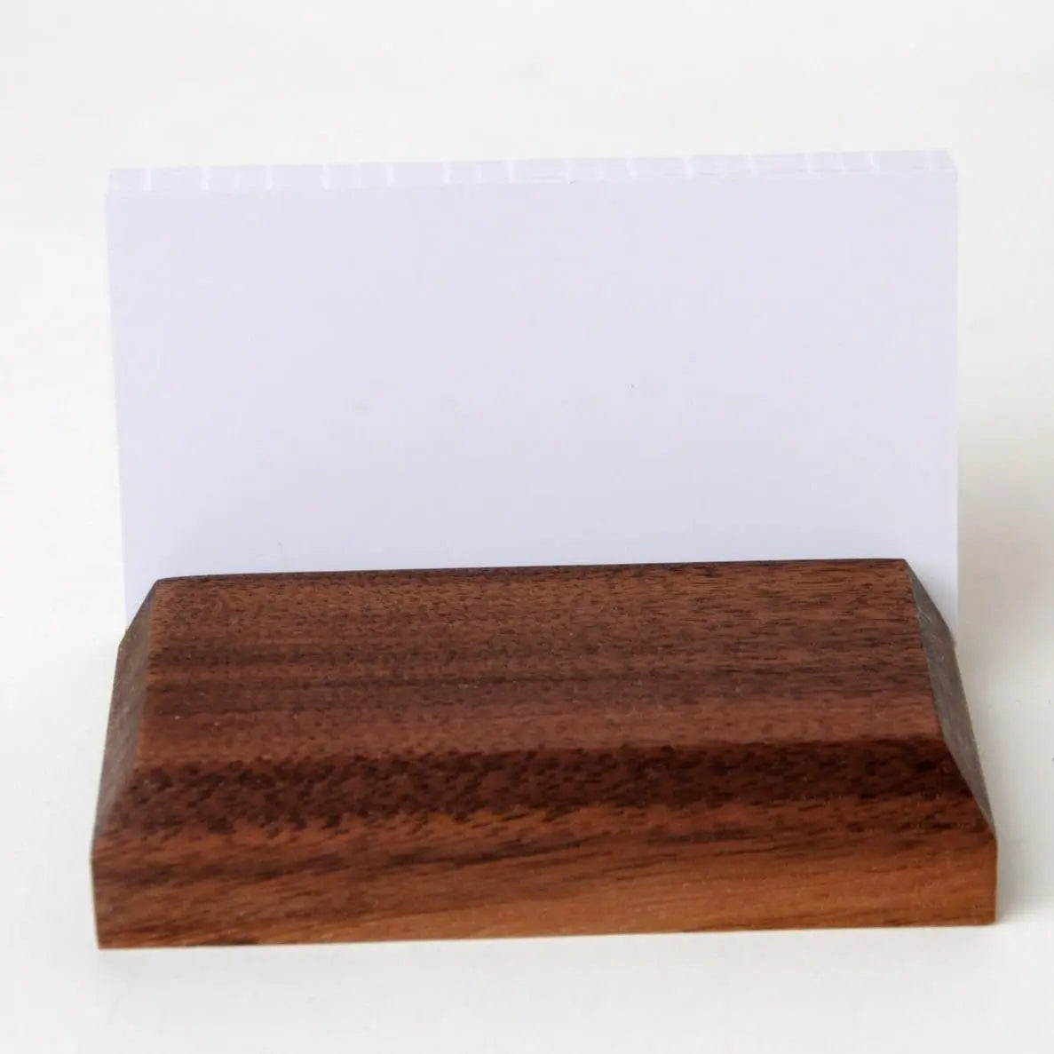 Wood business card holder with clear top insert panel