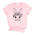 Light pink women’s Easter bunny graphic t-shirt with floral bunny face print