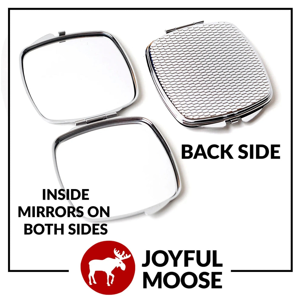 Double-sided personalized compact mirror: inside mirrors on both sides, back side view