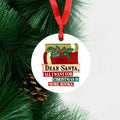 Book-themed round Christmas ornament with red ribbon, 'Dear Santa' and 'More books' 2022
