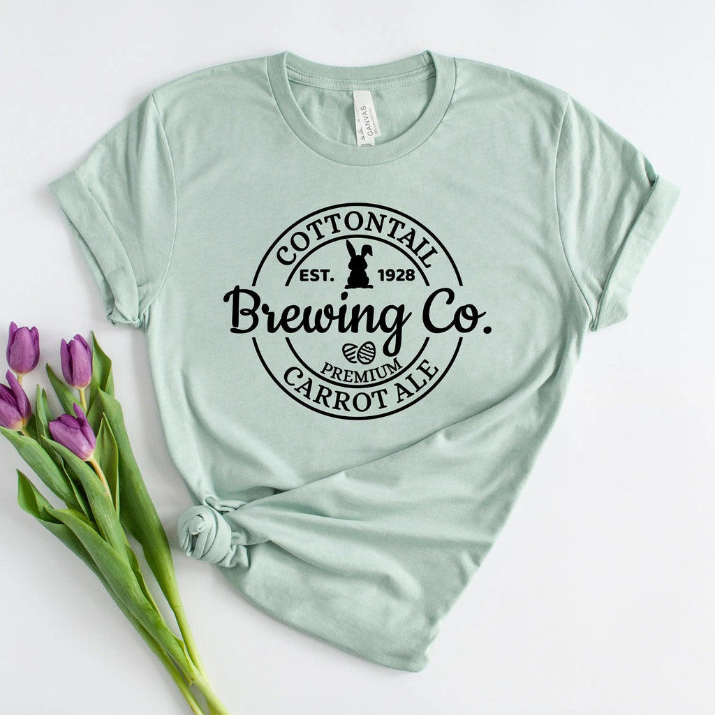 Mint green women’s T-shirt with “Brewing Co.” carrot logo on chest
