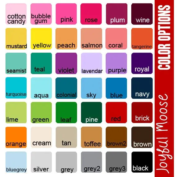 Color swatch sheet for pet ID tags, showing turquoise, navy, and other color options