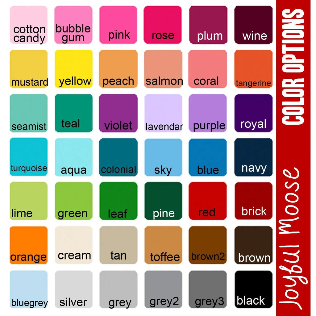 Color swatch sheet for bag tag options with multiple solid color blocks