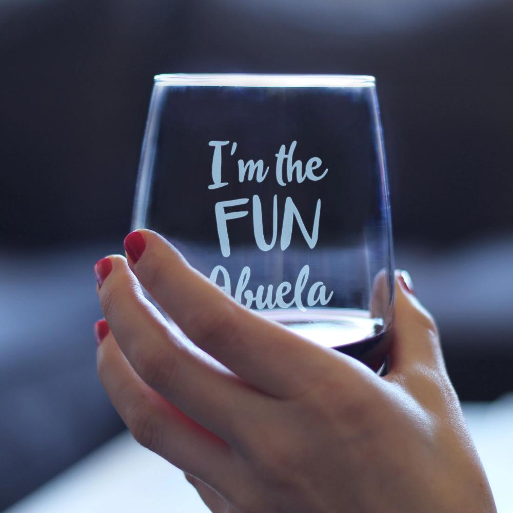 I'm the Fun Abuela - 17 Ounce Stemless Wine Glass