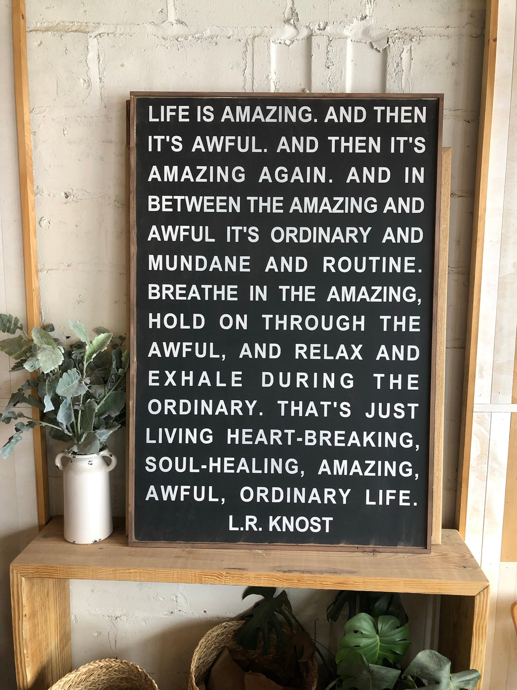 Life is amazing modern wall art decor wood sign